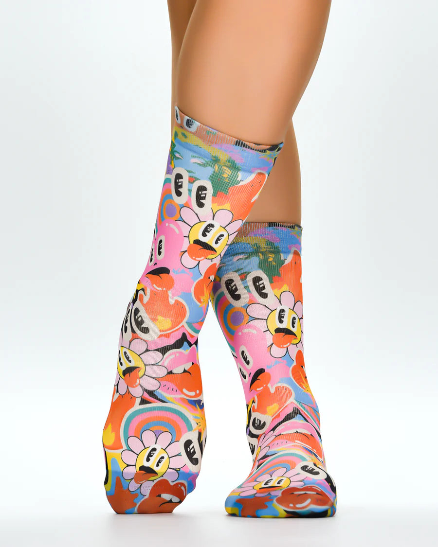 Light Blue Cartoon Socks