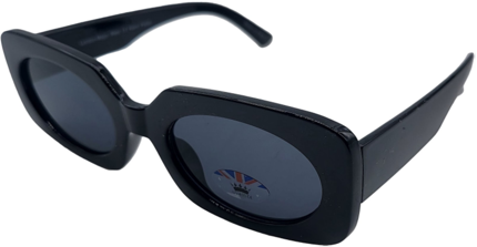 Black Rectangular Oversized Sunglasses with Oval Lenses