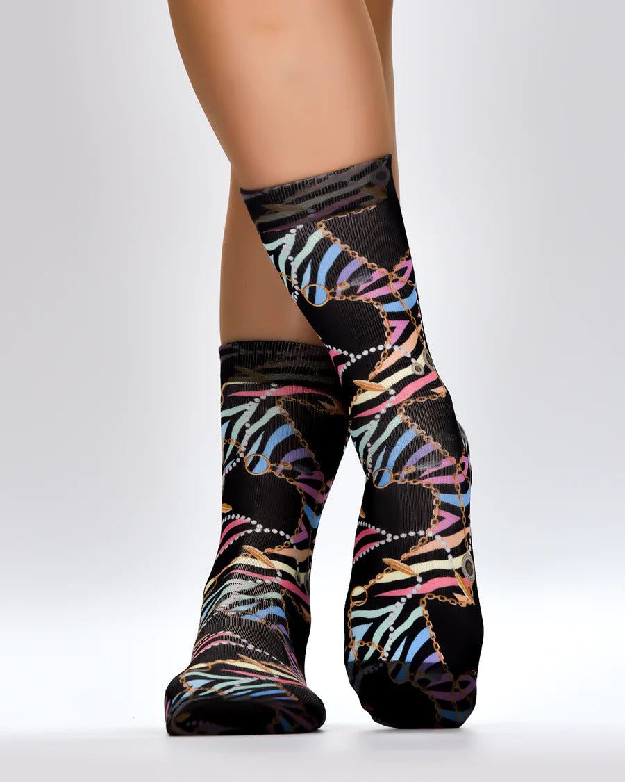 Dark Grey Zebra Chain Socks