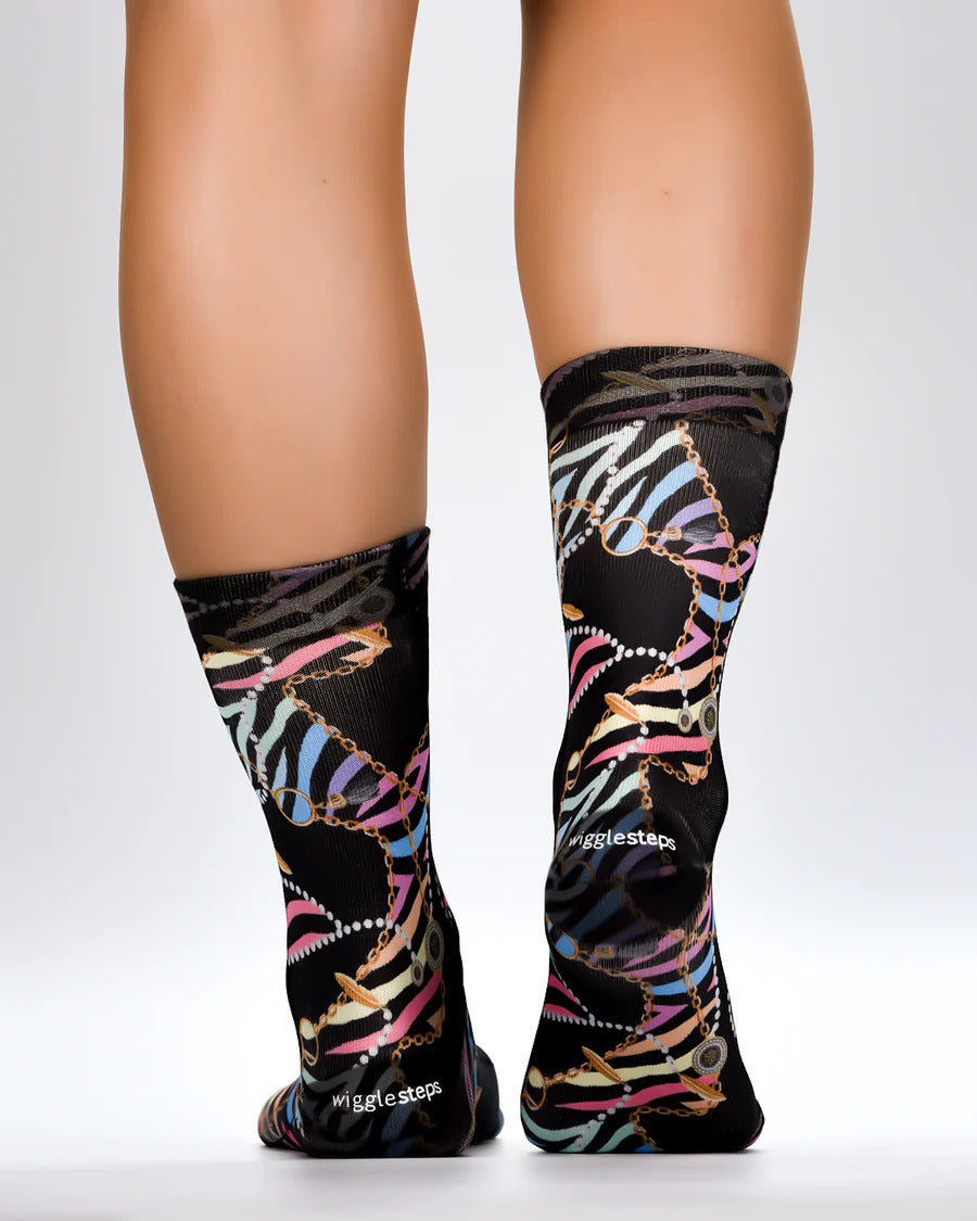 Dark Grey Zebra Chain Socks