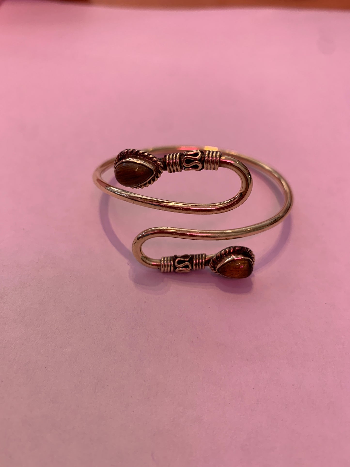 Double S-Stone Bangle Bracelet