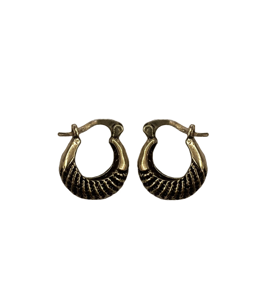 Gold Etched Boho Hoop Earrings