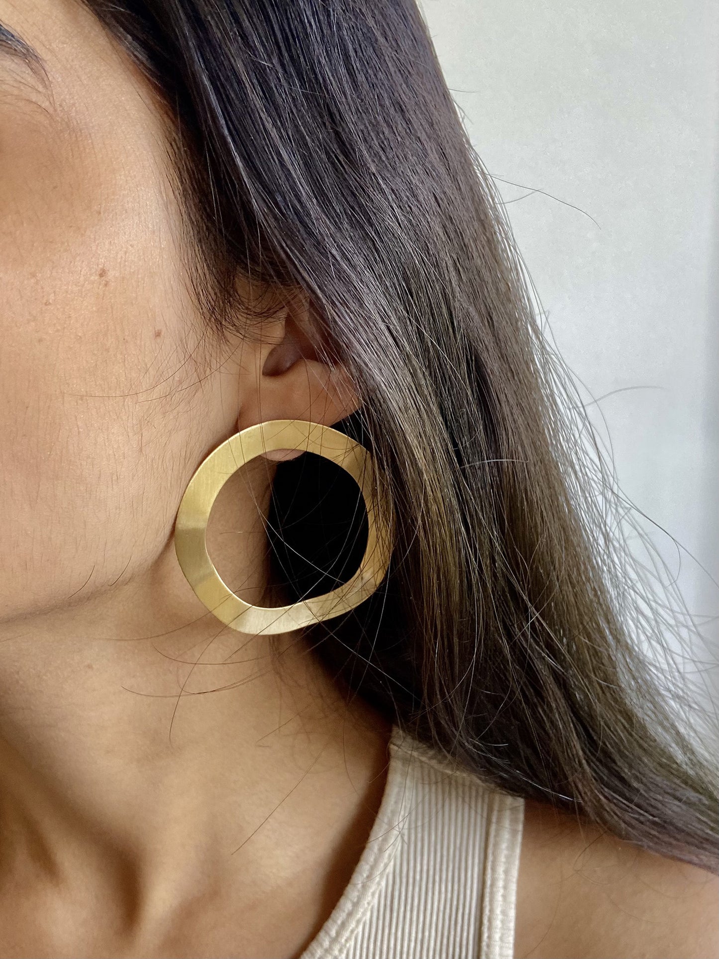 Gold Hammered Statement Earrings