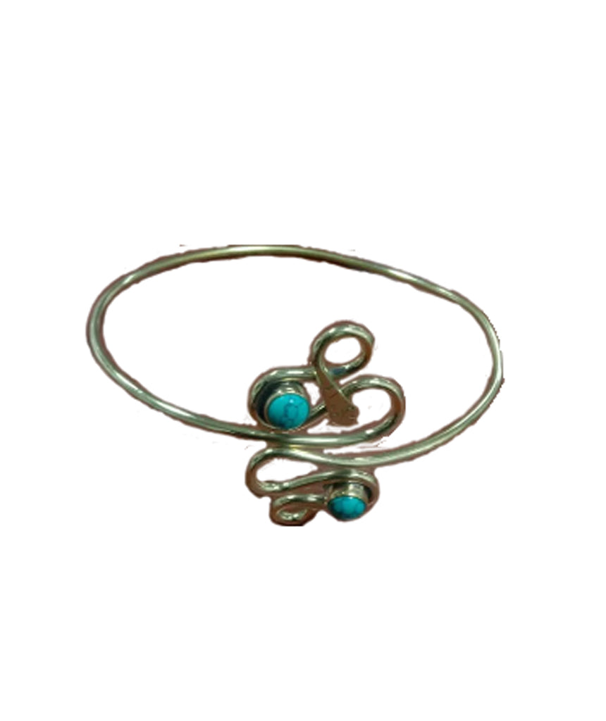 Gold Snake Arm cuff with turquoise stone
