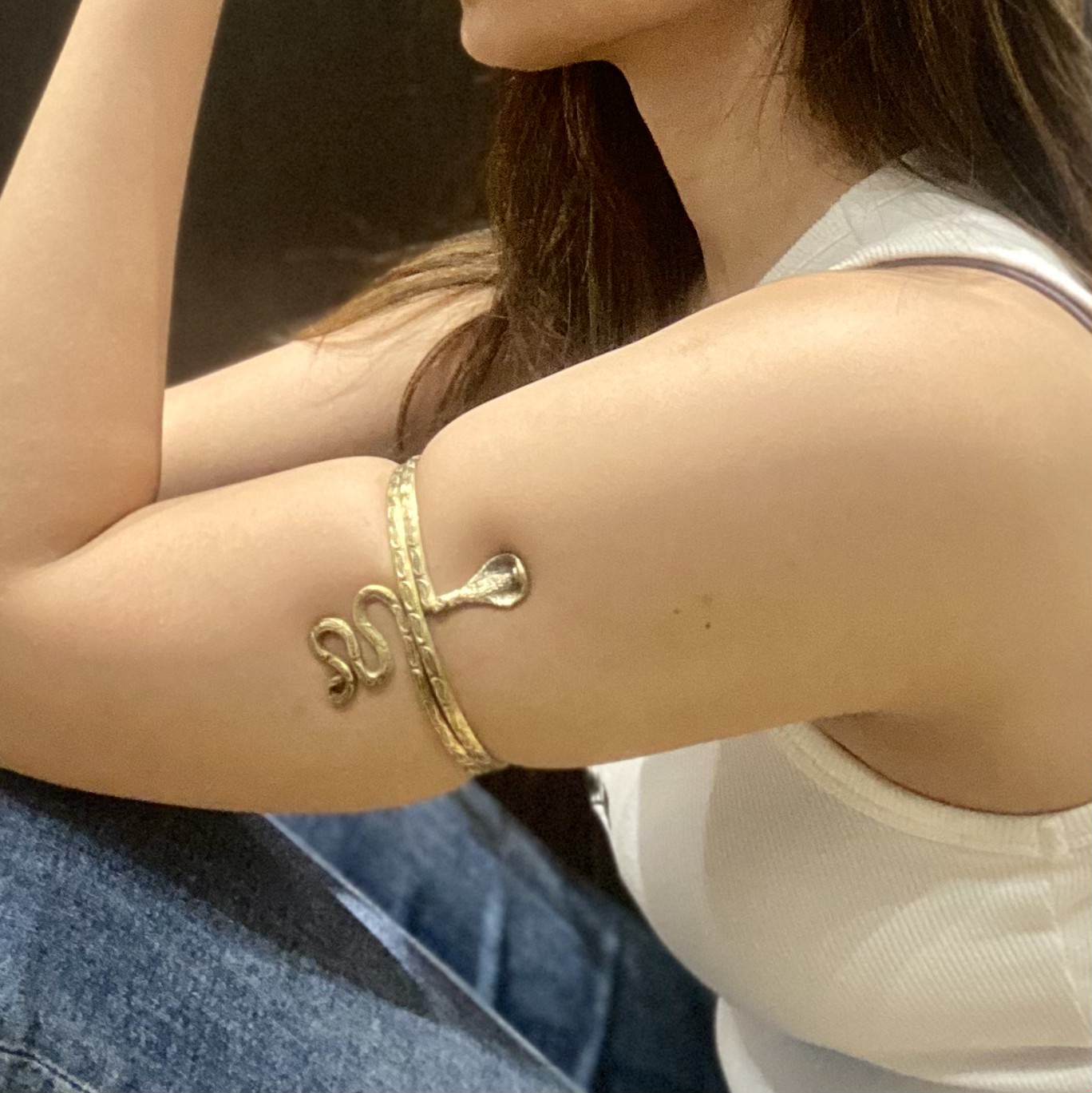 Gold Snake Head Arm Cuff