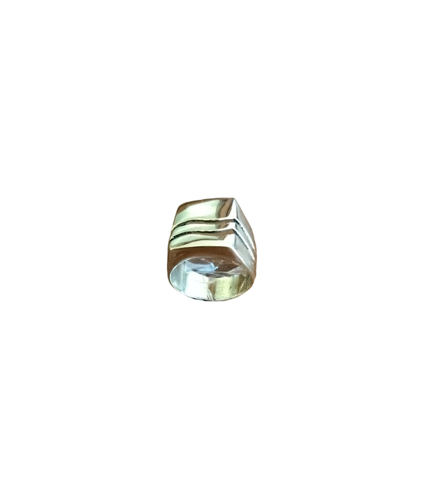 Square Signet Ring with Line