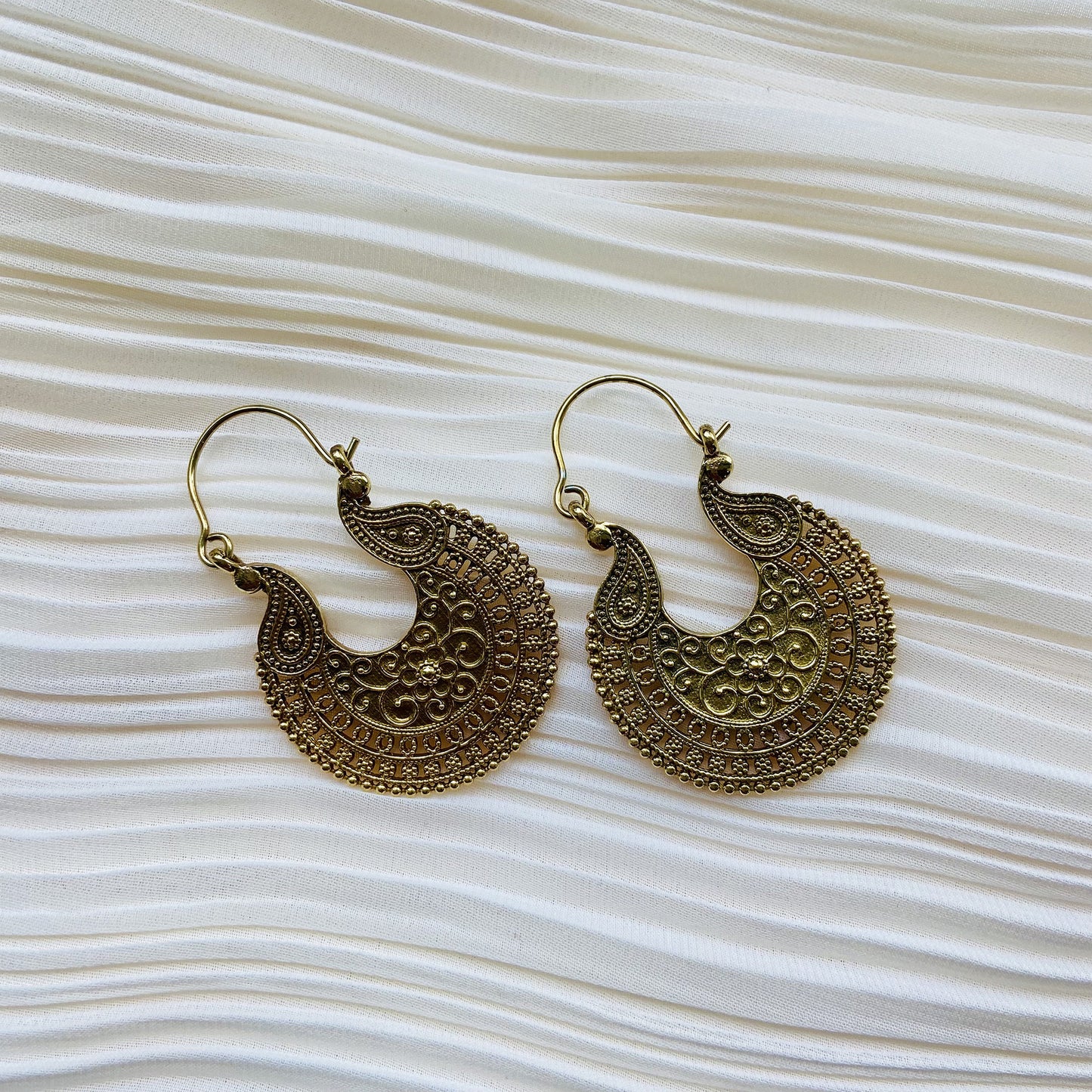 Gold Tribal Hoop Earrings