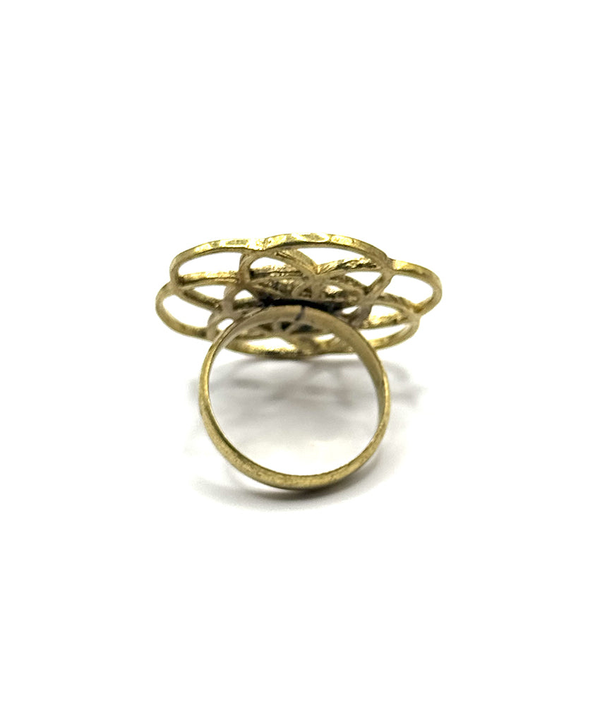 Gold Labyrinth Ring with Turquoise Stone