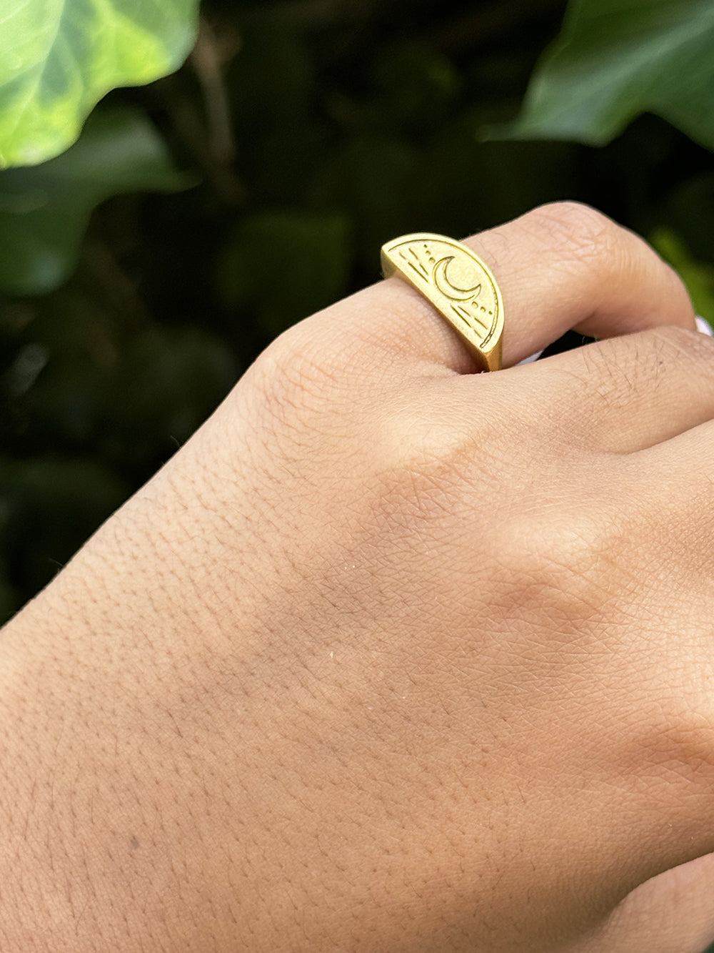 Half Sun Signet Ring