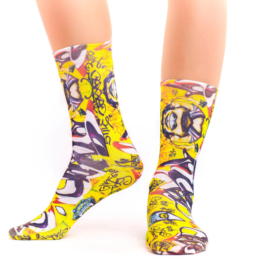 Yellow Graffitti Art Socks