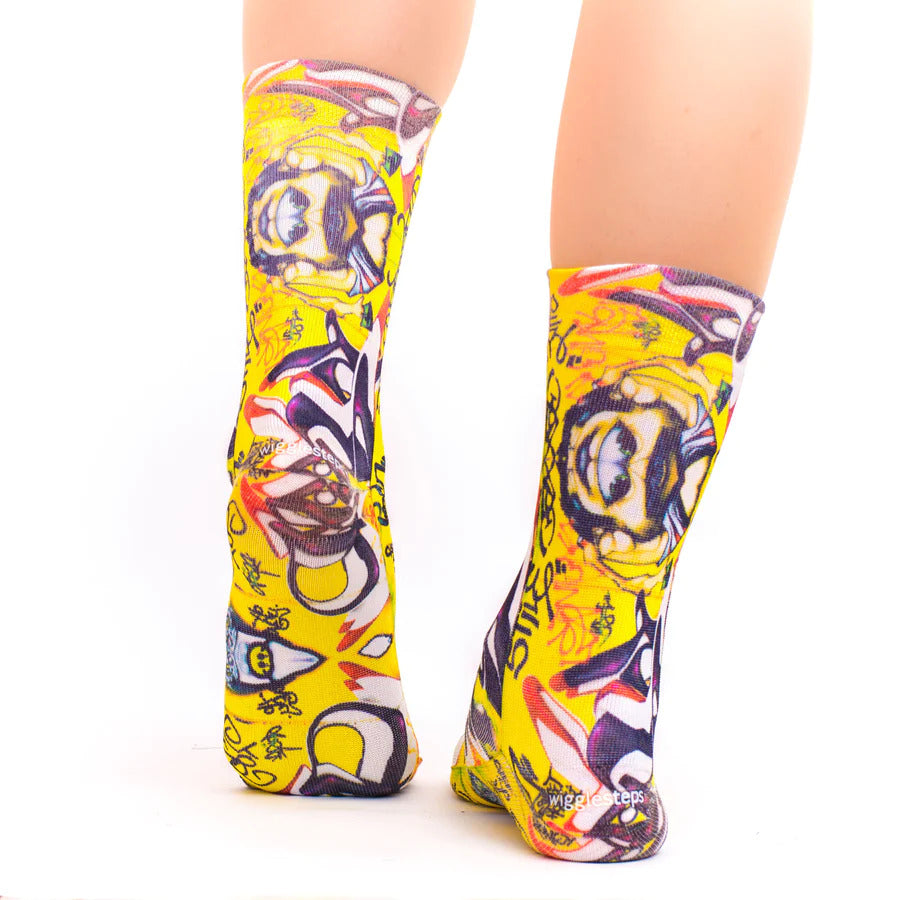 Yellow Graffitti Art Socks