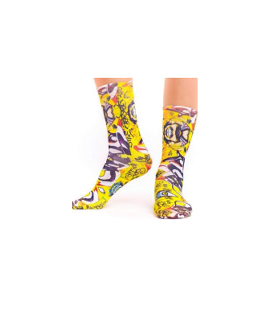 Yellow Graffitti Art Socks