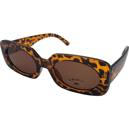 Leopard Rectangular Oversized Sunglasses with Oval Lenses