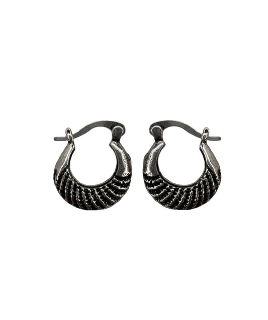 Silver Etched Boho Hoop Earrings