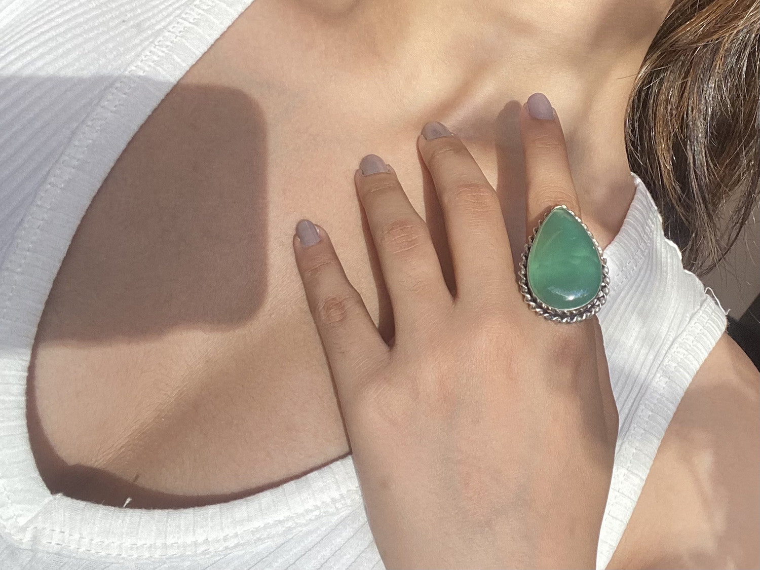 Boho Statement Green Emerald Stone Ring