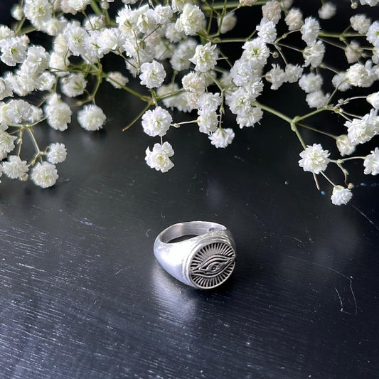 Large Evil Eye Signet Ring