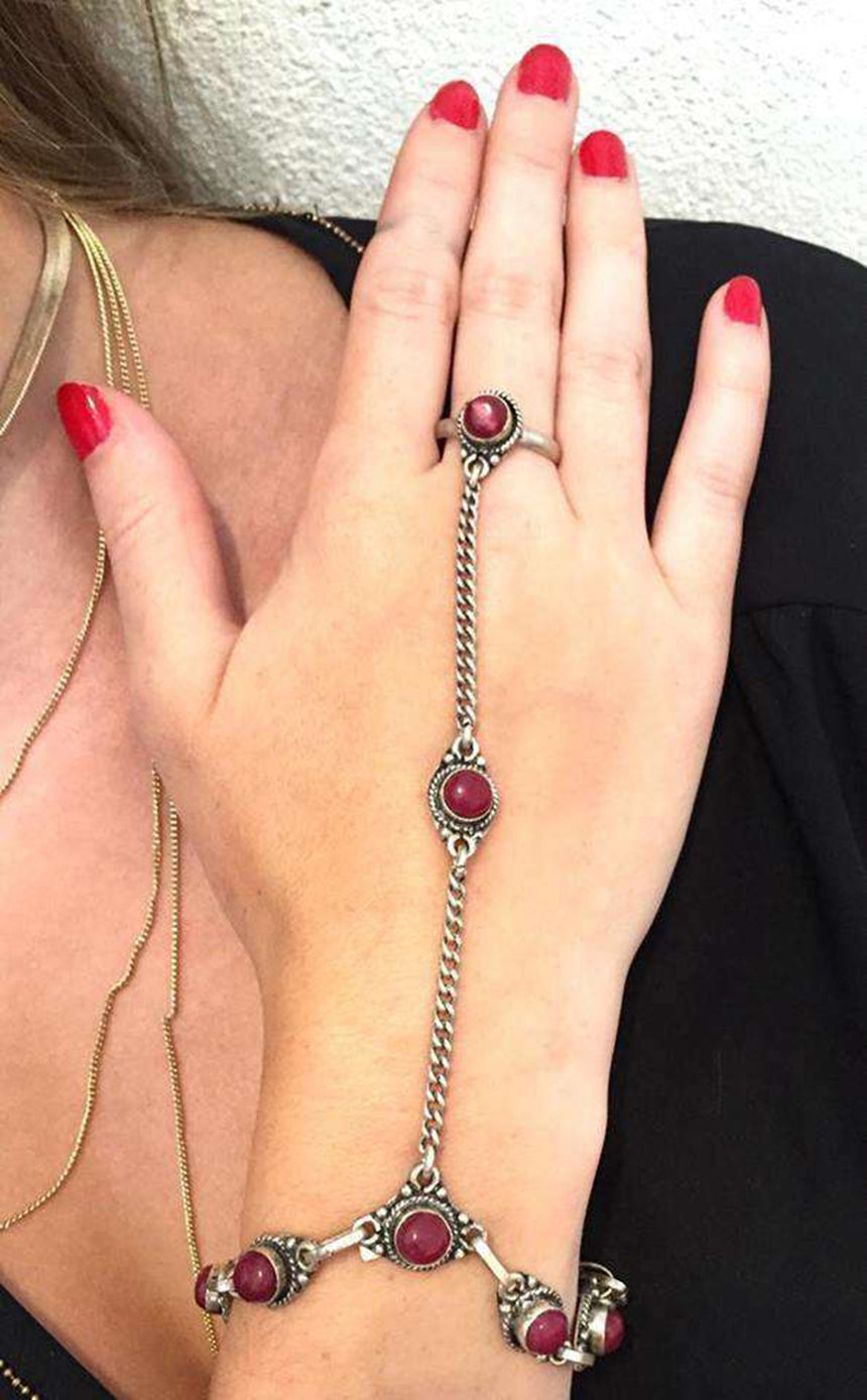 Silver & Maroon Hand Harness