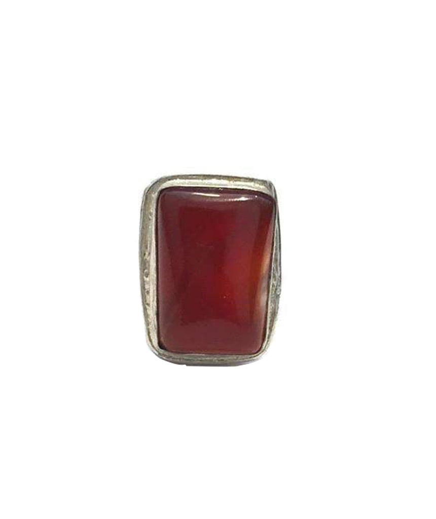 Silver Maroon Square Rock Ring