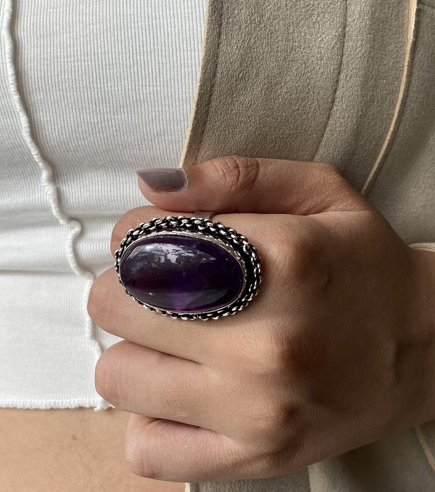 Boho Statement Purple Stone Ring
