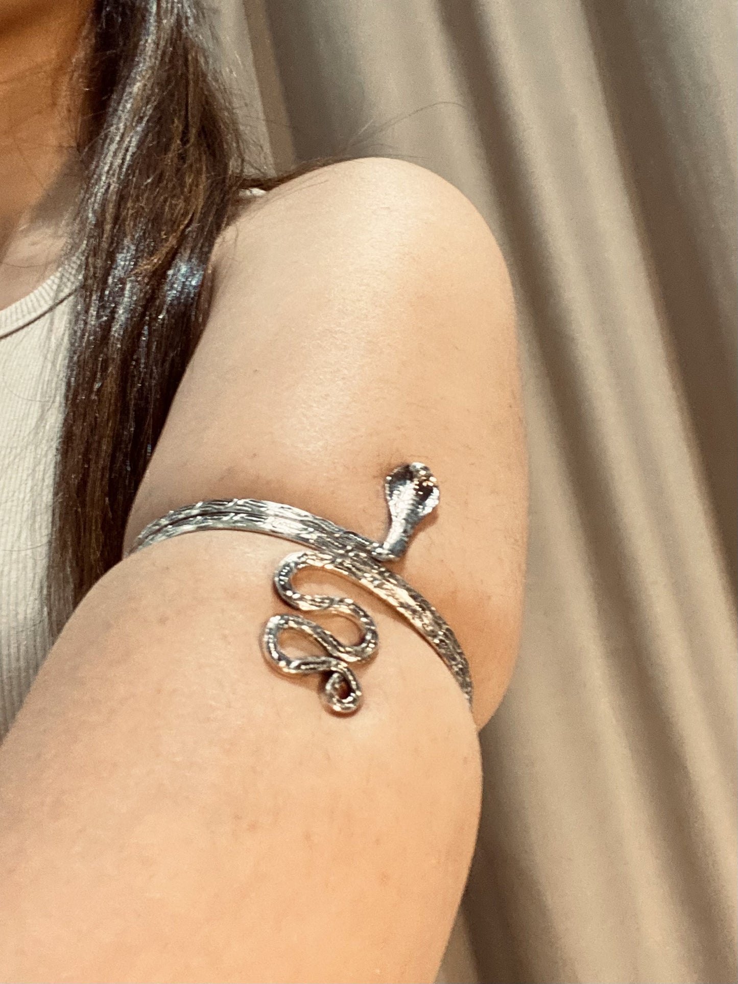 Silver Snake Head Arm Cuff