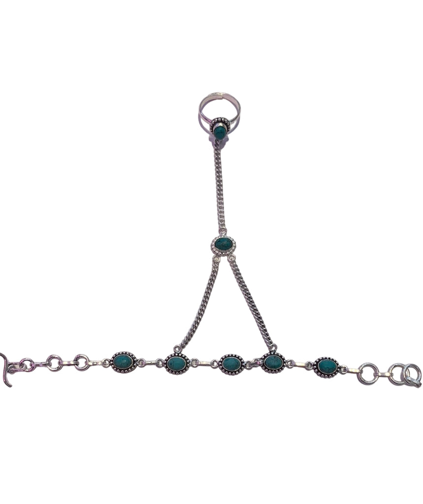 Silver & Turquoise Hand Harness