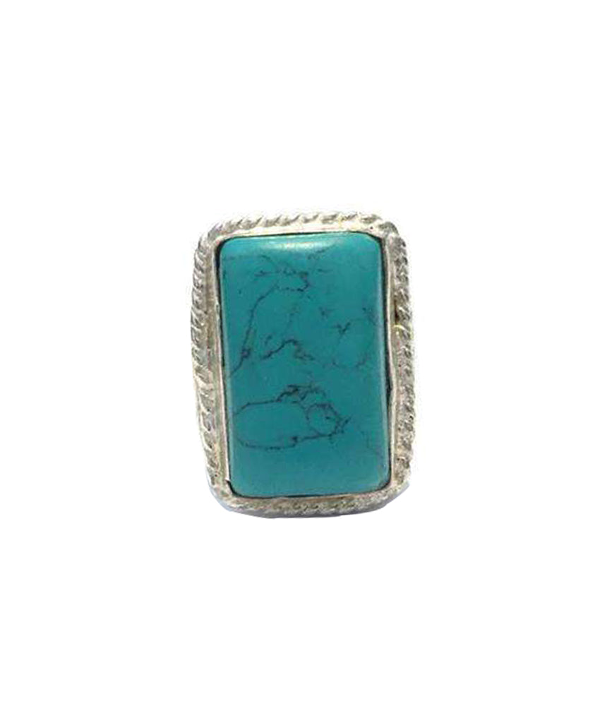Silver Turquoise Square Rock Ring