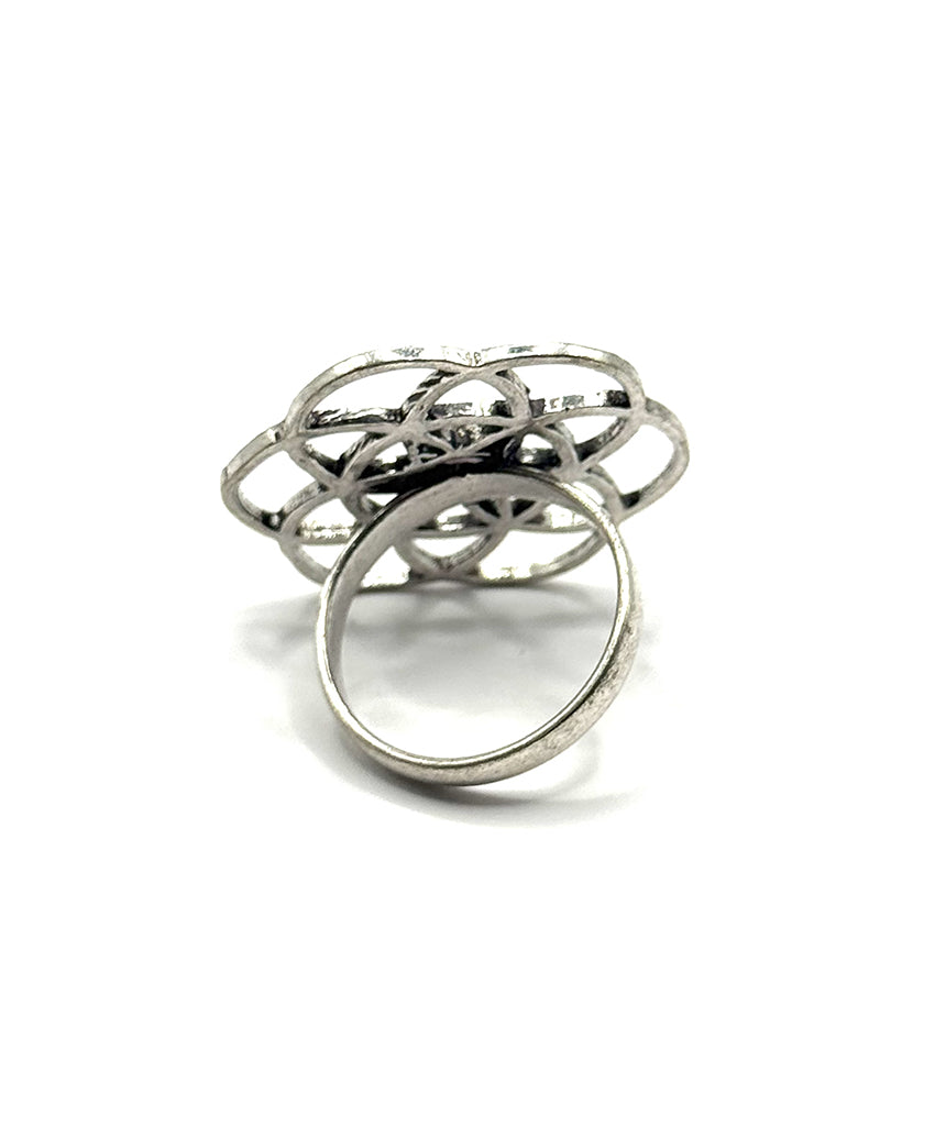 Silver Labyrinth Ring with Grey Stone