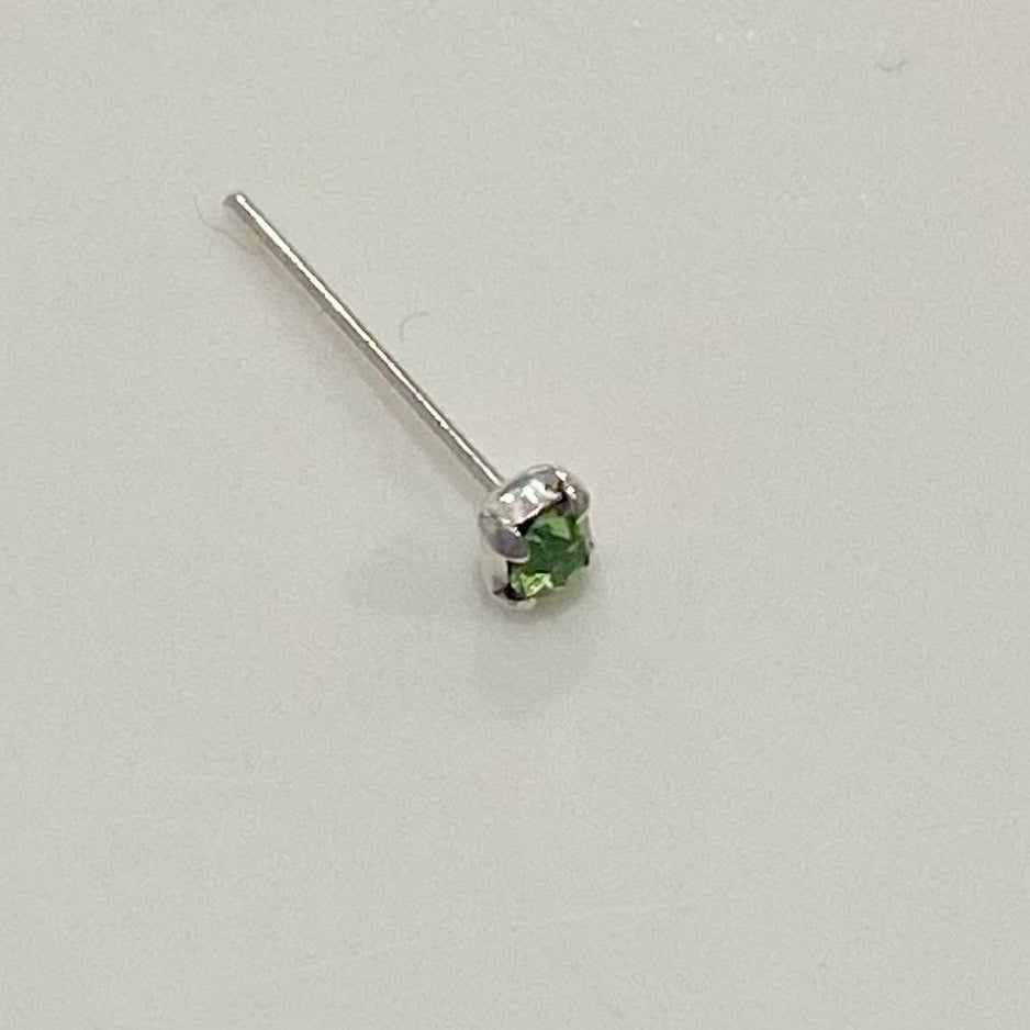 Sterling Silver Nose Stud with Green Gemstone