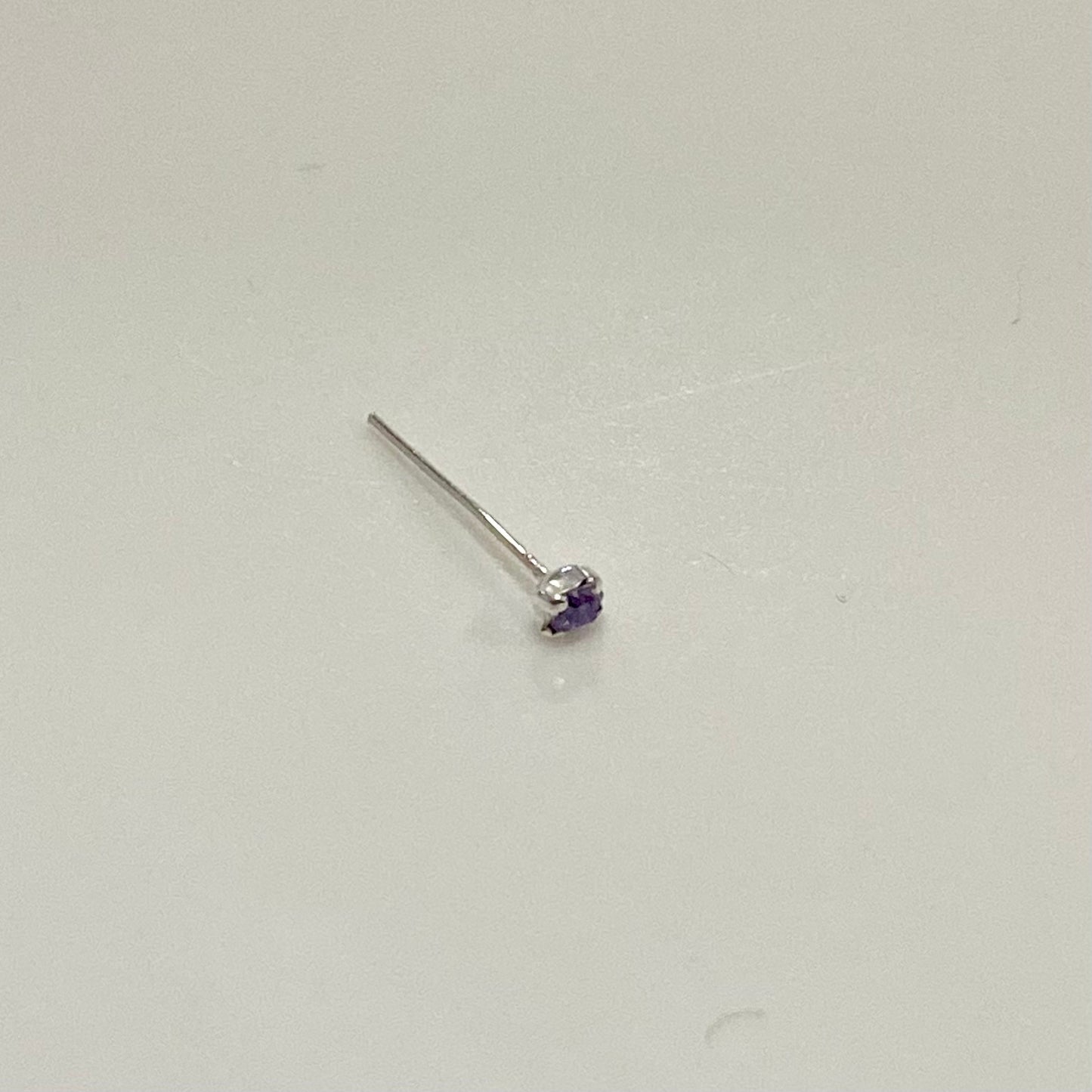 Sterling Silver Nose Stud with Purple Gemstone