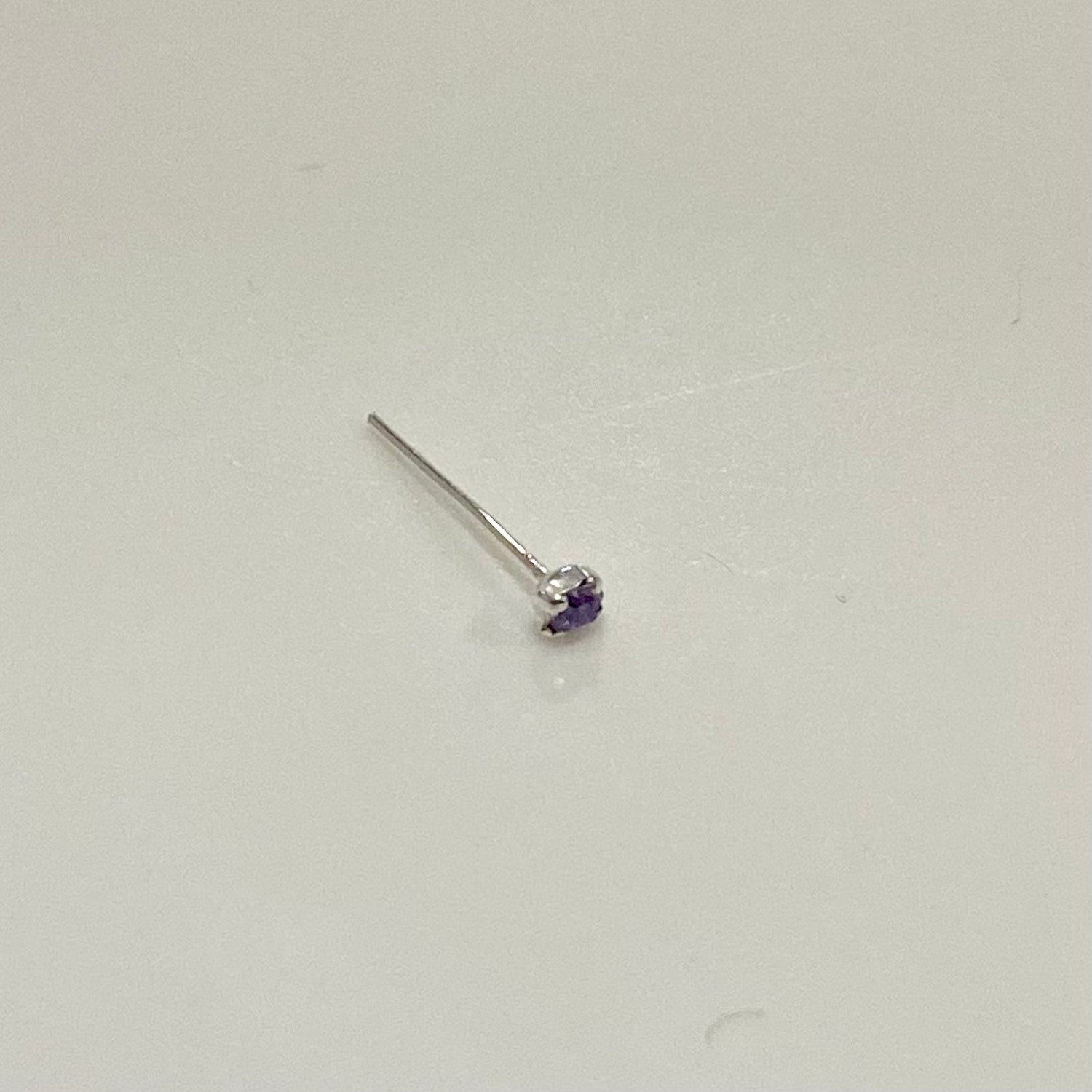 Sterling Silver Nose Stud with Purple Gemstone