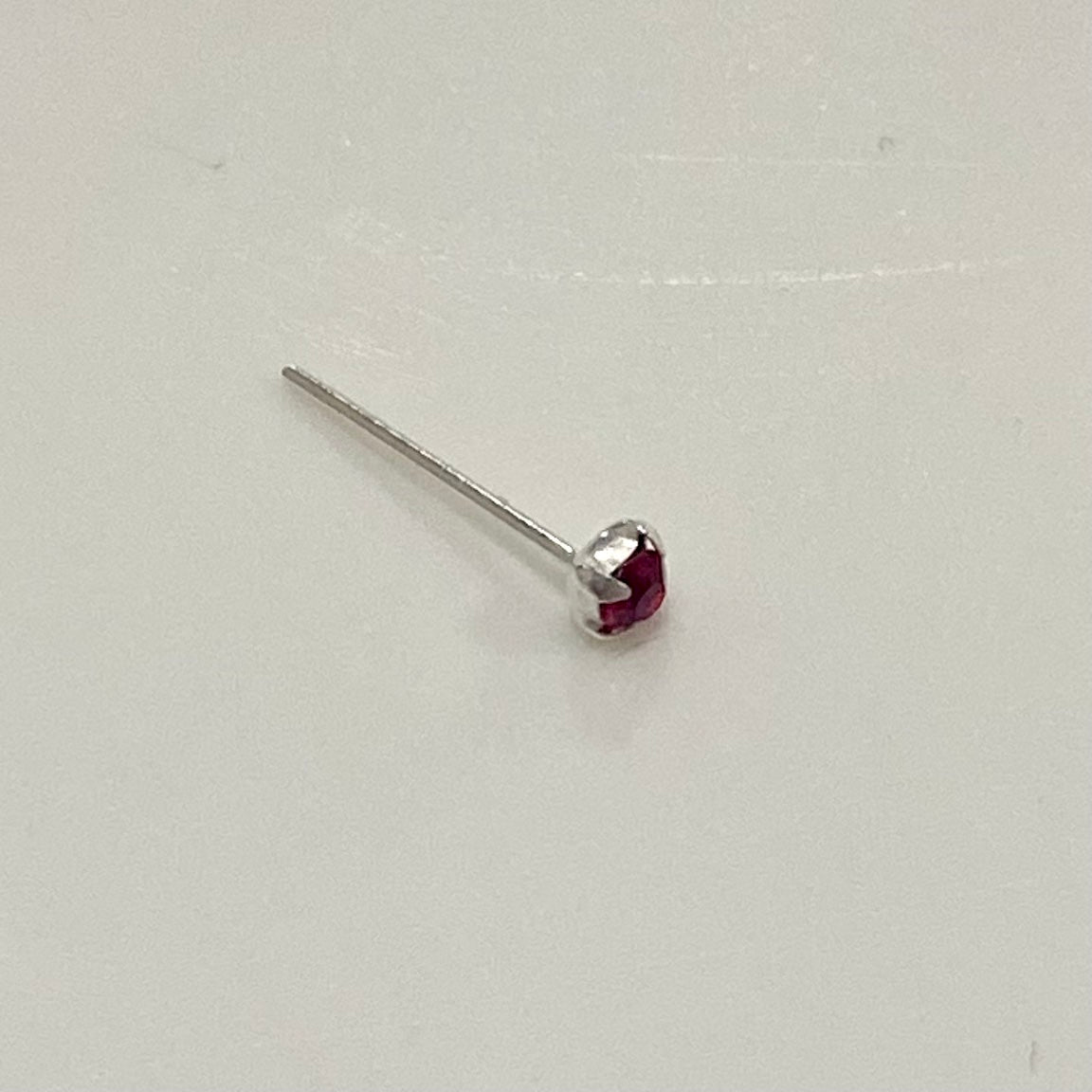 Sterling Silver Nose Stud with Red Gemstone