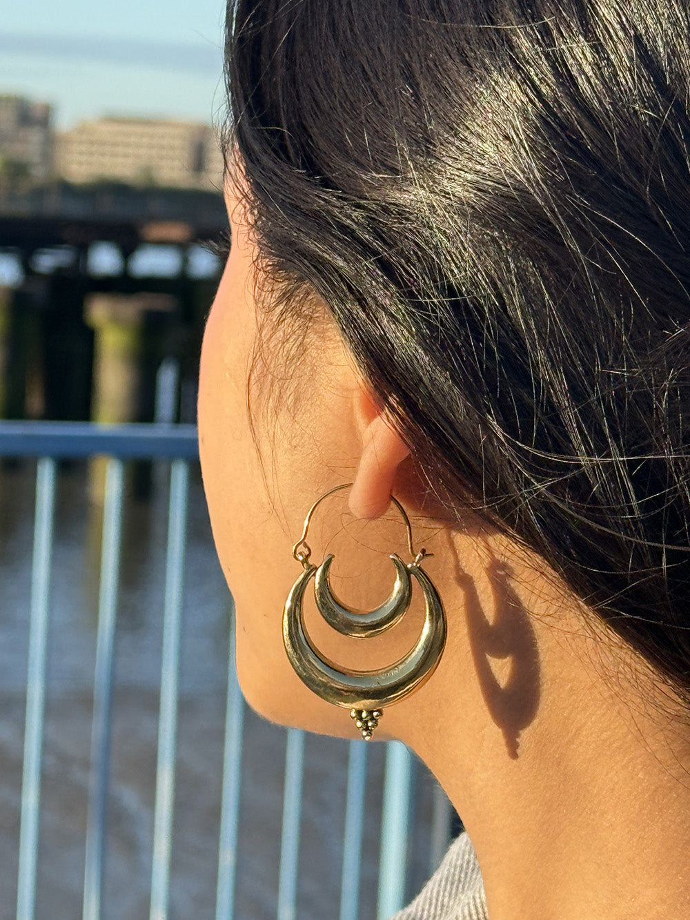 Triple Crescent Moon Earrings