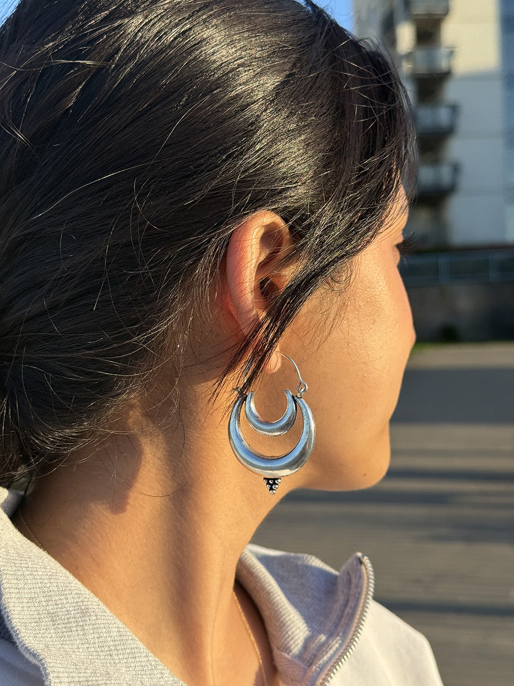 Triple Crescent Moon Earrings