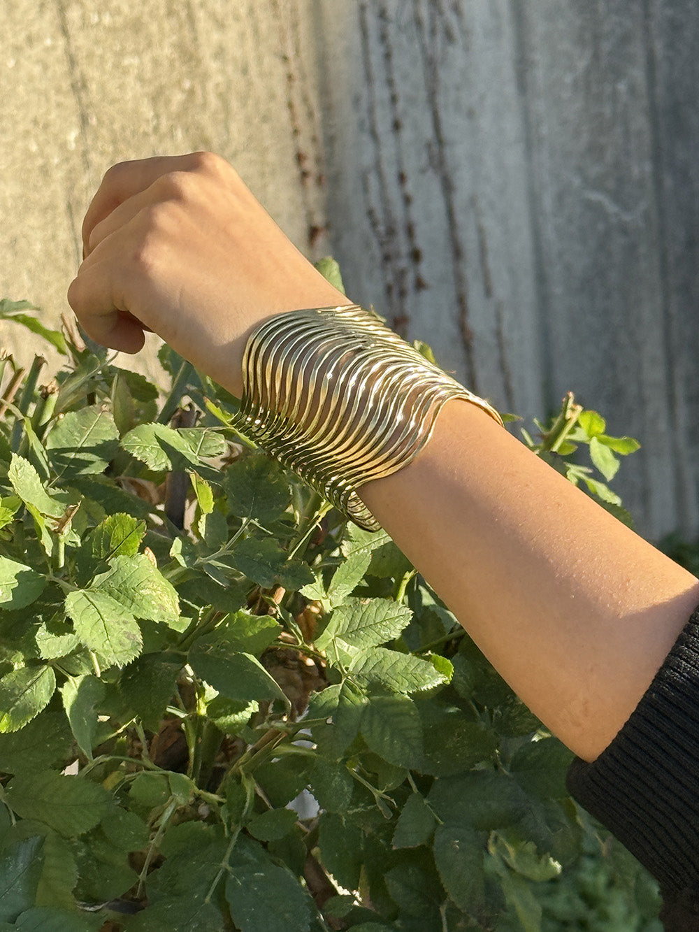 Wave Lines Statement Cuff Bracelet