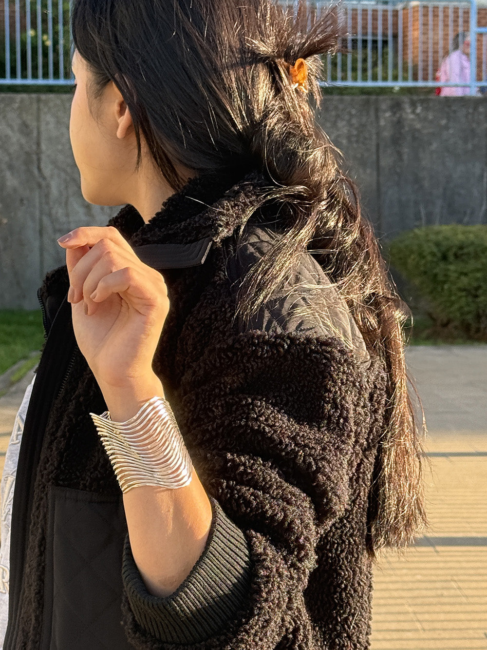 Wave Lines Statement Cuff Bracelet