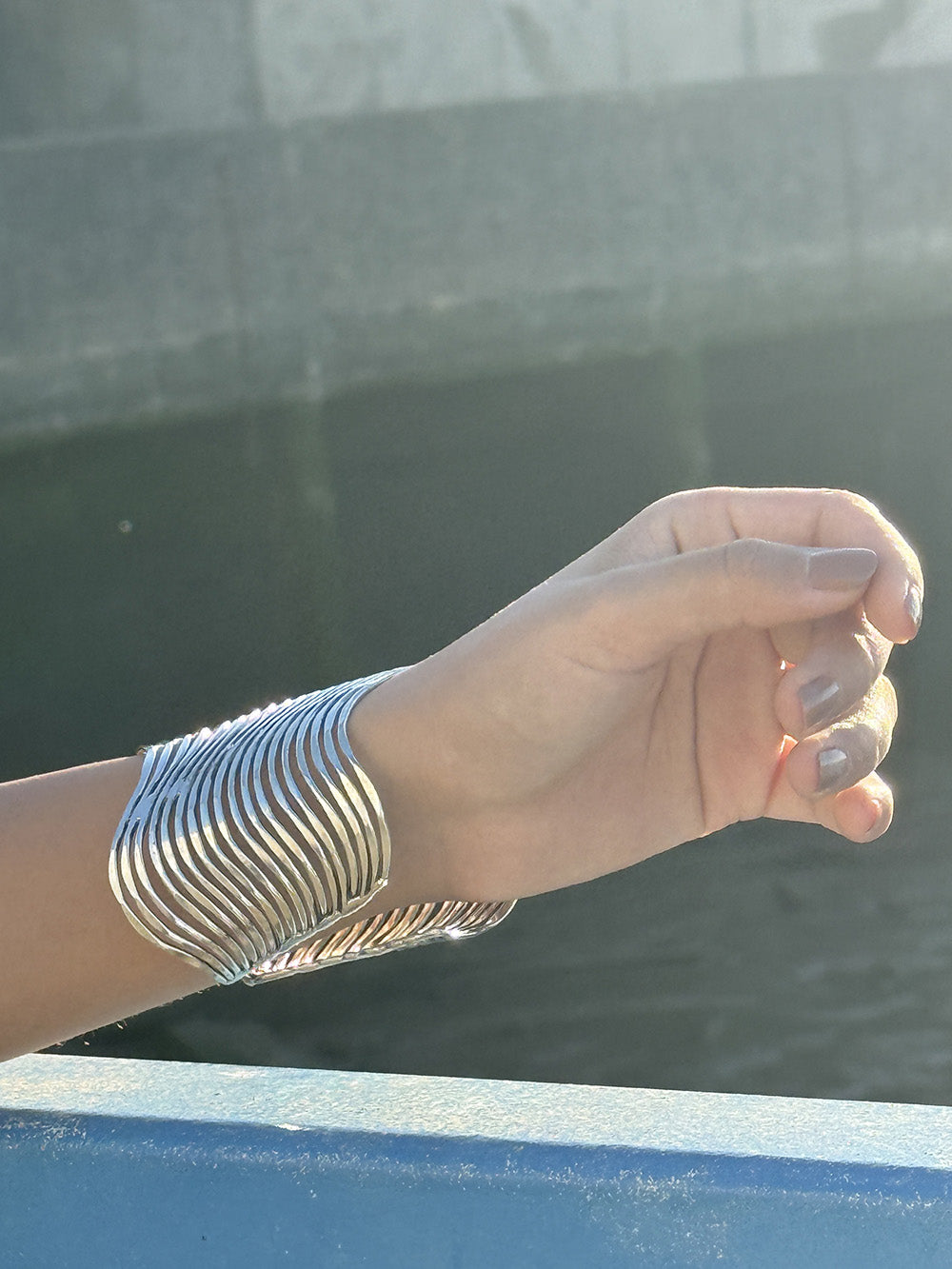 Wave Lines Statement Cuff Bracelet