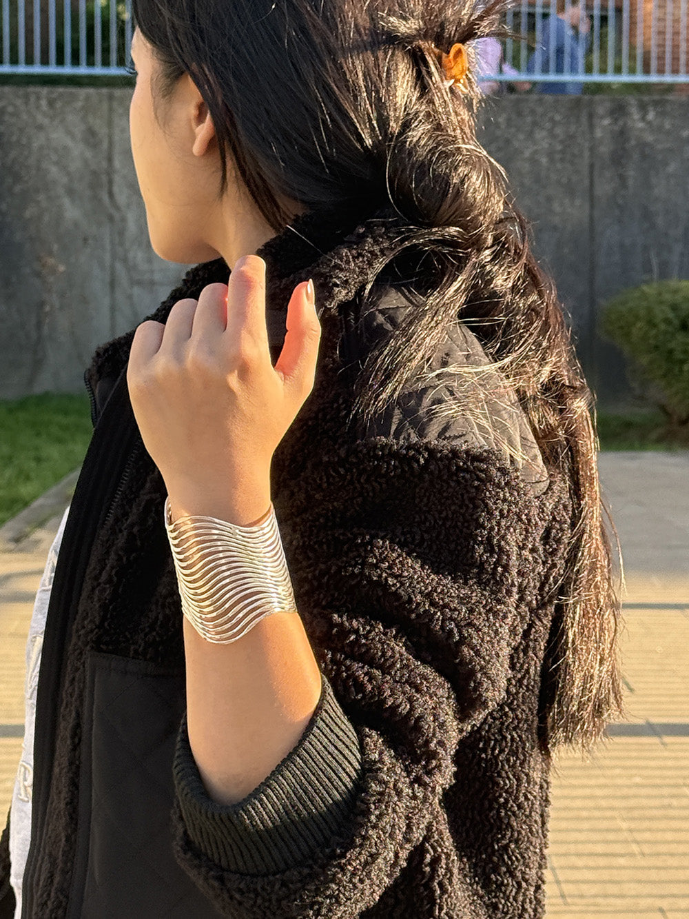 Wave Lines Statement Cuff Bracelet