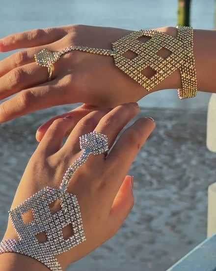 Cuffed Hex Chainmail Hand Harness