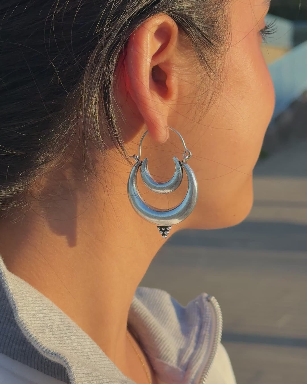 Triple Crescent Moon Earrings