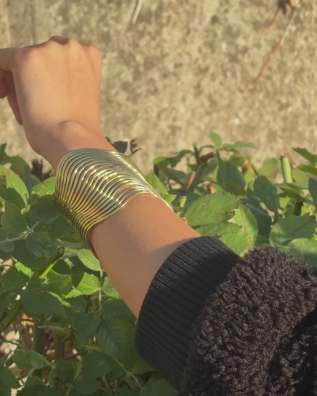 Wave Lines Statement Cuff Bracelet