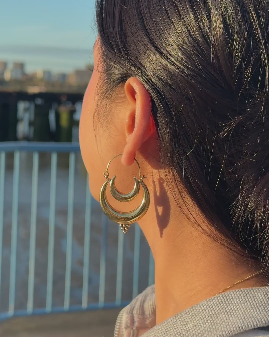 Triple Crescent Moon Earrings