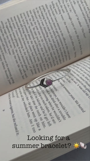 Silver and purple Arrow Stone Bangle Bracelet