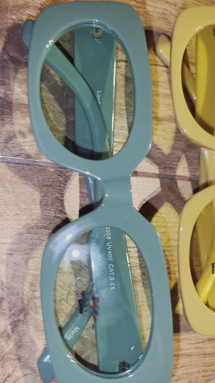 Rectangular Oversized Sunglasses with Oval Lenses