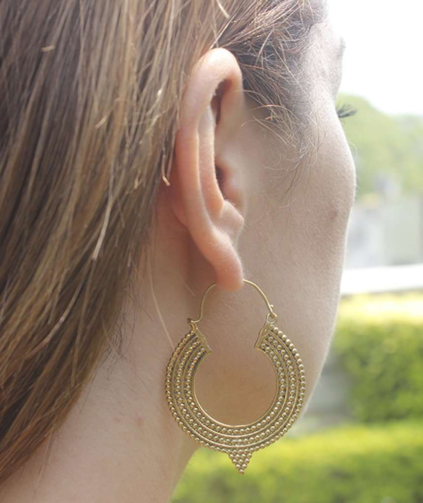 Aztec Hoop Earrings Gold