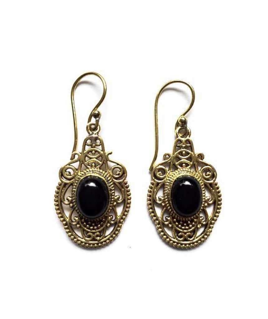Black Divine Stone Earrings