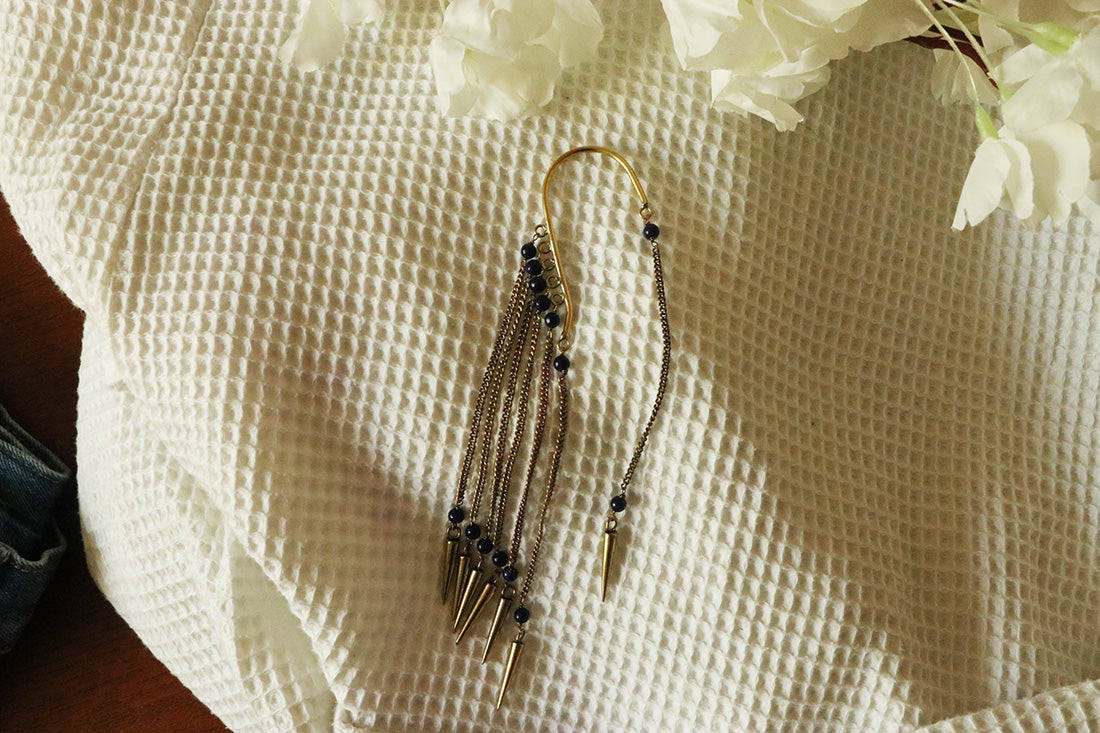 Boho Earcuff Feathers with Beads