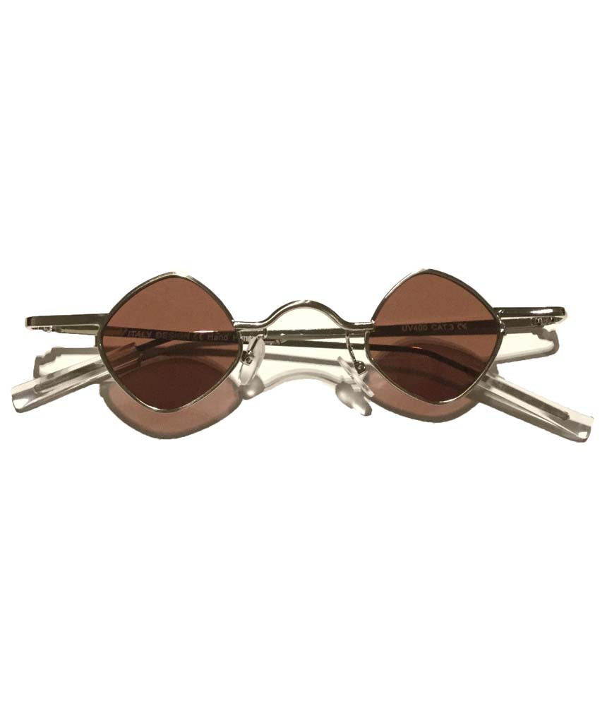 Brown Silver Round Sunglasses