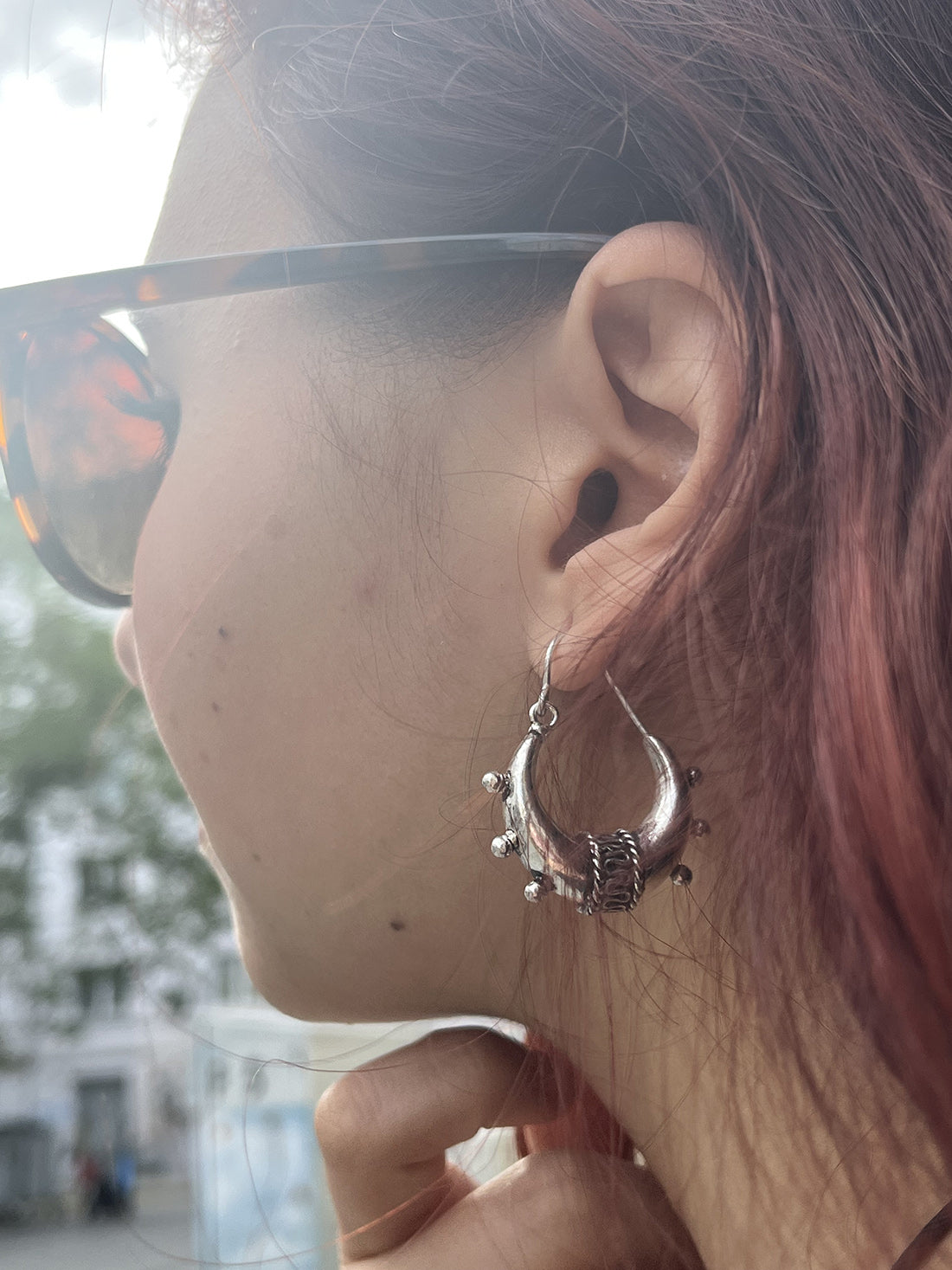 Silver Chunky Town Hoop Earrings