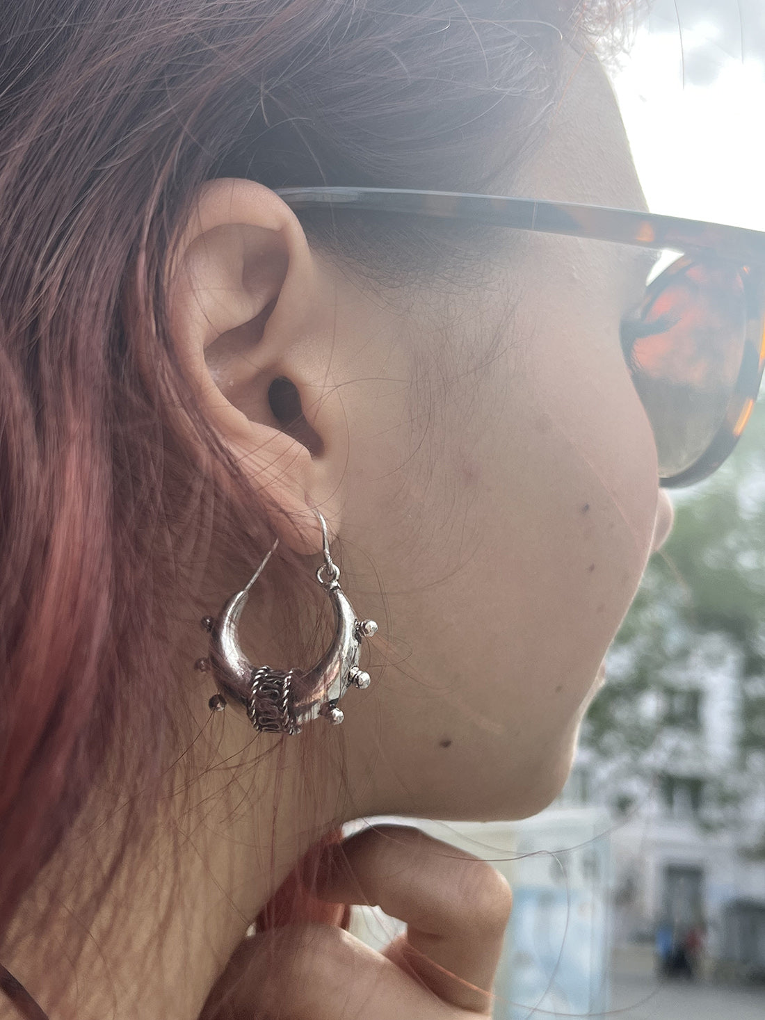 Silver Chunky Town Hoop Earrings