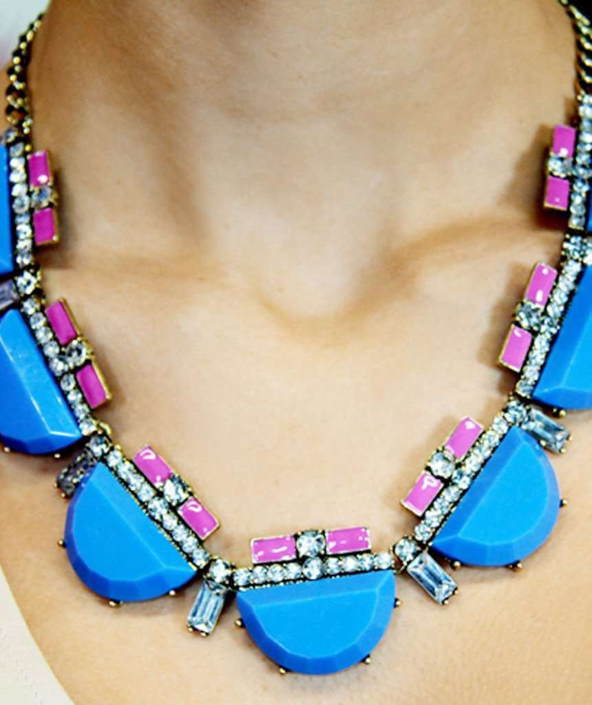 Deco Inspired Blue Strand Necklace